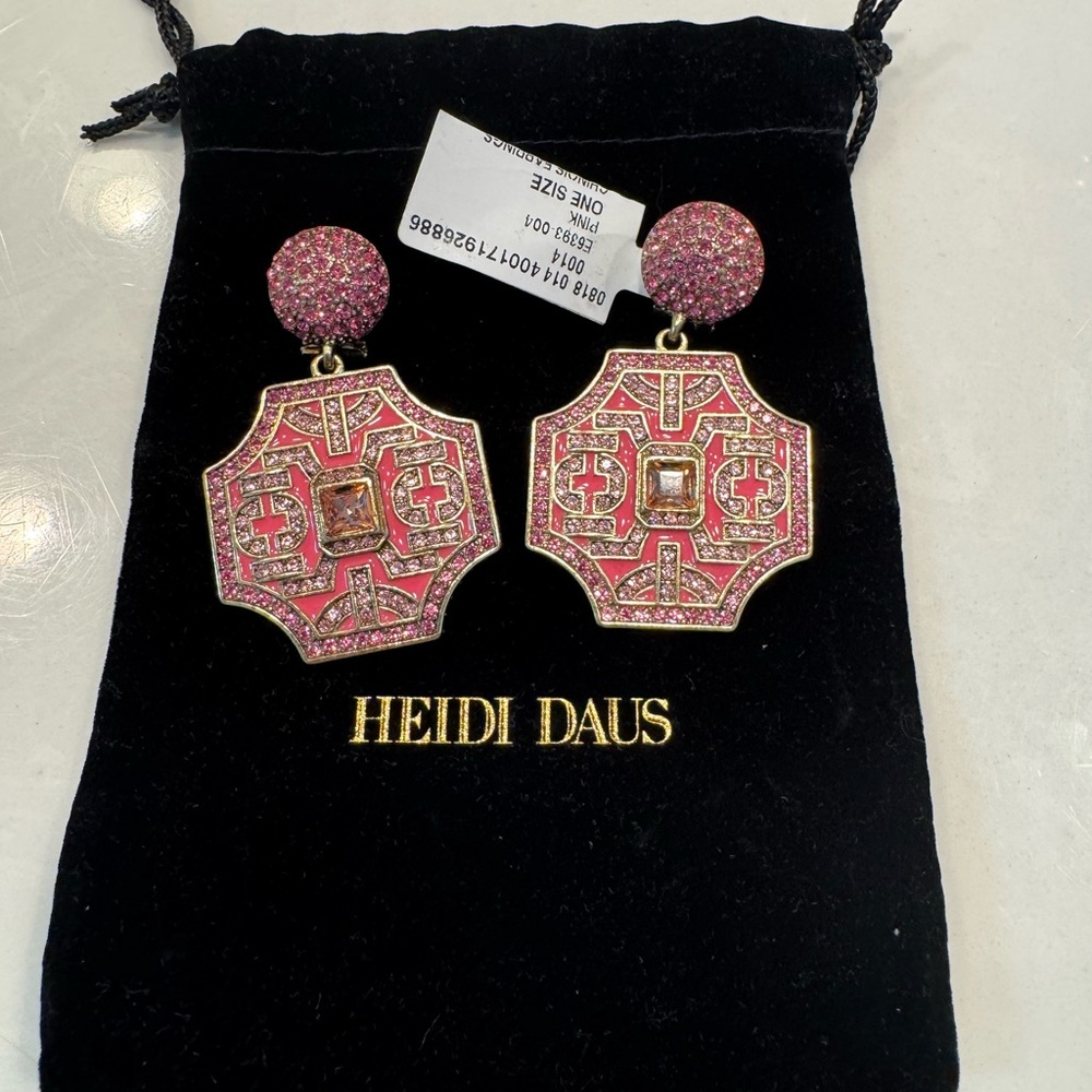 Heidi Daus Pink and Gold Geometric Earrings